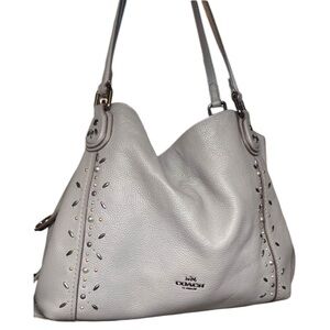 Coach Light Gray Leather Shoulder Bag